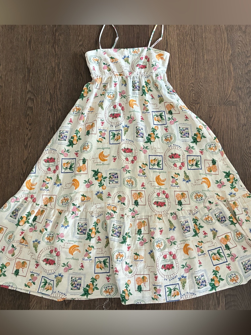 Joie Linen Midi Dress, Fruit Pattern, Summer Pretty! 🍓🍑🍇🍋 - Picture 1 of 9